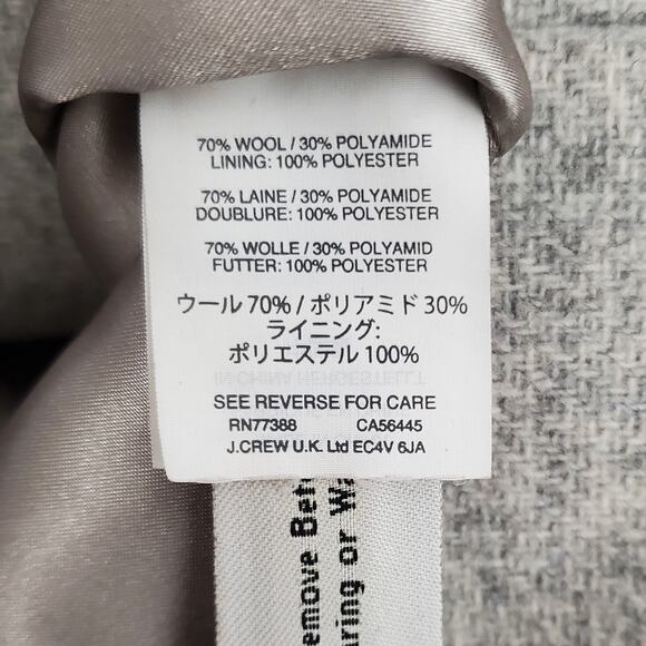 J Crew Cocoon Coat Stadium Cloth by Nello Gori Wool Blend Gray G8447 Size 8 - Picture 8 of 8